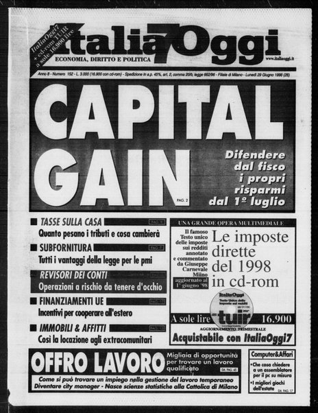 Italia oggi : quotidiano di economia finanza e politica